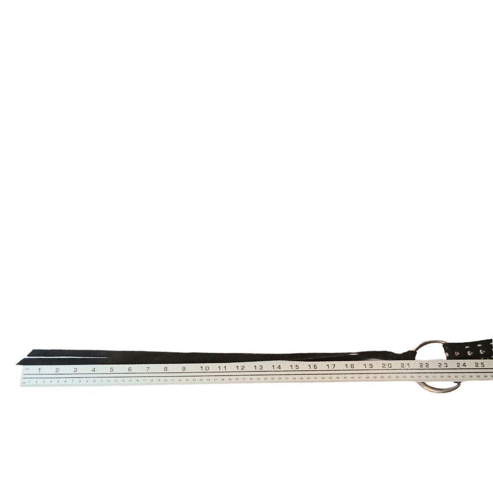 SOLD - Black Leather Belt Cutouts Silver Studs Large Silver Rings Tassles Italy - Picture 7 of 10